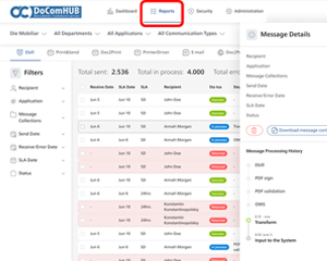 Darstellung Dashboard Reporting DoComHUB
